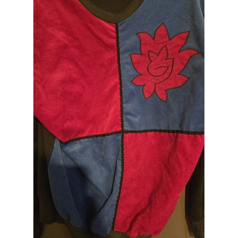 American Spectator Colorblock Graphic Sweatshirt, Blue Burgundy Black, Women's M